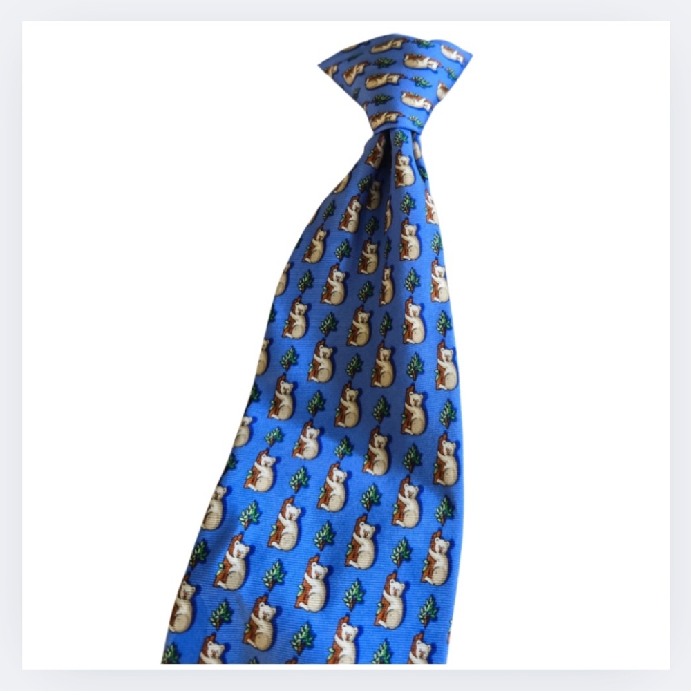 Rooster Brand VINTAGE 100% Silk Clip On Tie Novelty Koala Print Men's Necktie - Picture 2 of 10